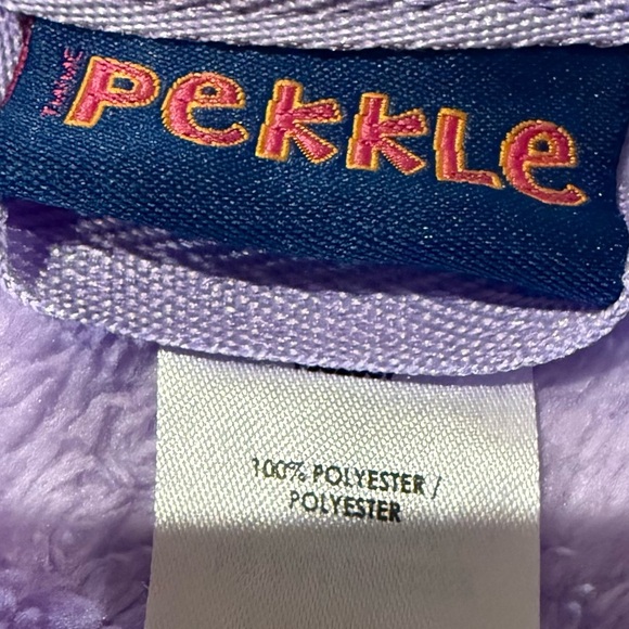 Pekkel Kid's Robe Purple and White Pajama with Hood and Unicorn Pockets - Picture 2 of 10